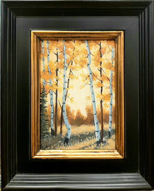 Sunnyside Aspens 7x5 $230 at Hunter Wolff Gallery